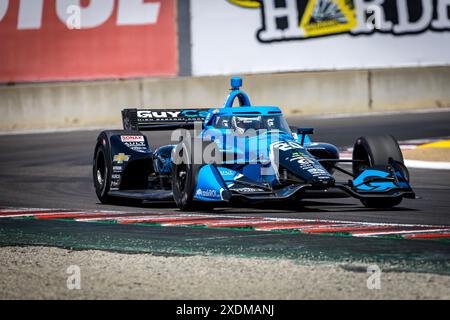 Salinas, CA, USA. Juni 2024. CHRISTIAN RASMUSSEN (R) (20) aus Kopenhagen, Dänemark, übt NUR für den Firestone Grand Prix von Monterey auf dem WeatherTech Raceway Laguna Seca in Salinas, CA. (Bild: © Walter G. Arce Sr./ASP via ZUMA Press Wire) REDAKTIONELLE VERWENDUNG! Nicht für kommerzielle ZWECKE! Stockfoto