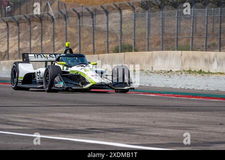 Salinas, CA, USA. Juni 2024. JACK HARVEY (18) aus Bassingham, England praktiziert beim Firestone Grand Prix von Monterey auf dem WeatherTech Raceway Laguna Seca in Salinas, CA. (Bild: © Walter G. Arce Sr./ASP Via ZUMA Press Wire) NUR REDAKTIONELLE VERWENDUNG! Nicht für kommerzielle ZWECKE! Stockfoto