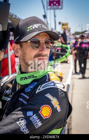 Salinas, CA, USA. Juni 2024. ROMAIN GROSJEAN (77) aus Genf, Schweiz, bereitet sich auf das Training für den Firestone Grand Prix von Monterey auf dem WeatherTech Raceway Laguna Seca in Salinas, CA. Vor (Bild: © Walter G. Arce Sr./ASP via ZUMA Press Wire). Nicht für kommerzielle ZWECKE! Stockfoto