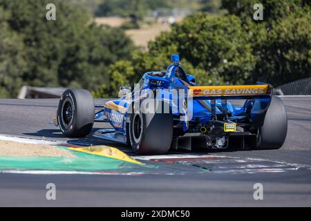 Salinas, CA, USA. Juni 2024. KYFFIN SIMPSON (R) (4) aus Bridgetown, Barbados übt NUR REDAKTIONELLE VERWENDUNG für den Firestone Grand Prix von Monterey auf dem WeatherTech Raceway Laguna Seca in Salinas, CA. (Foto: © Walter G. Arce Sr./ASP Via ZUMA Press Wire)! Nicht für kommerzielle ZWECKE! Stockfoto