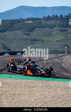 Salinas, CA, USA. Juni 2024. SANTINO FERRUCCI (14) aus Woodbury, Connecticut, übt NUR REDAKTIONELLE VERWENDUNG für den Firestone Grand Prix von Monterey auf dem WeatherTech Raceway Laguna Seca in Salinas, CA. (Foto: © Walter G. Arce Sr./ASP Via ZUMA Press Wire)! Nicht für kommerzielle ZWECKE! Stockfoto