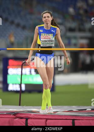 Julija Tschumachenko aus der Ukraine, der in der Hochsprung-Qualifikationsrunde der Frauen bei den Leichtathletik-Europameisterschaften, Stadio Olimpico, Rom, IT, teilnimmt Stockfoto