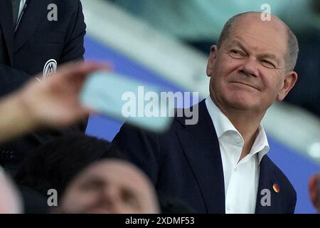 Frankfurt, Deutschland. Juni 2024. OLAF Scholz während des Fußball-Europameisterspiels 2024 zwischen der Schweiz und Deutschland in der Frankfurter Arena, Frankfurt, Deutschland - Sonntag, 23. Juni 2024. Sport - Fußball . (Foto: Spada/LaPresse) Credit: LaPresse/Alamy Live News Stockfoto