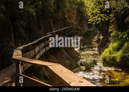 Flussroute Borosa, Cerrada de Elias, Cazorla Segura und die Gebirgszüge Las Villas Naturpark Jaen, Andalusien, Spanien. Stockfoto