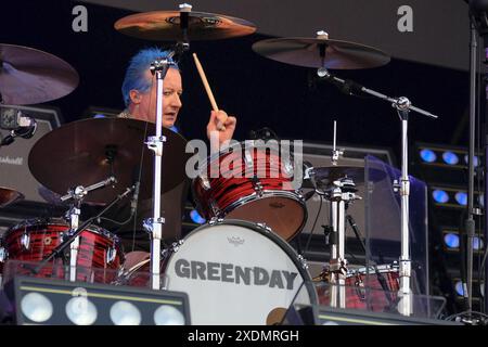 Newport, Großbritannien. Juni 2024. Tre Cool Drummer tritt live mit der US-amerikanischen Punkband Green Day beim Isle of Wight Festival auf. Quelle: SOPA Images Limited/Alamy Live News Stockfoto