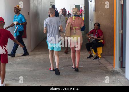 T20 Cricket im Barbados's Kensington Oval in Bridgetown am Sonntag, 23. Juni 2024, Spiel zwischen den USA und England. England besiegte die Vereinigten Staaten. Stockfoto