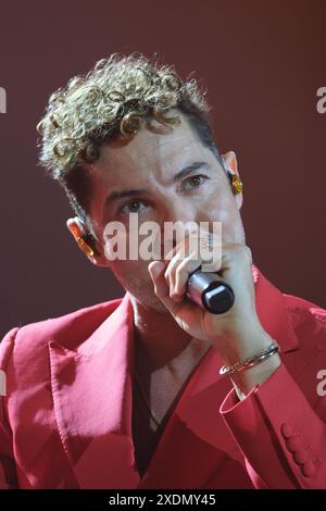 Sänger David Bisbal tritt während des Tour Volare 2024 Konzerts im Wizcenter in Madrid am 23. Juni 2024 auf Stockfoto