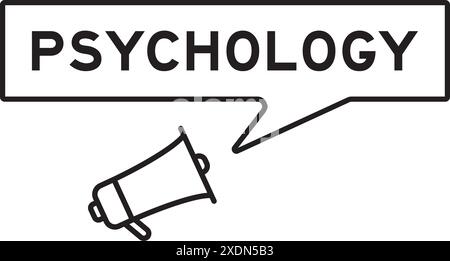 Megaphon-Symbol mit Sprechblase in der Wortpsychologie auf weißem Hintergrund Stock Vektor