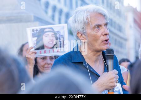 Rom, Italien. Juni 2024. Pietro Orlandi während des Sitzes für Emanuela Orlandi auf der Piazza Cavour in Rom (Bild: © Matteo Nardone/Pacific Press via ZUMA Press Wire) NUR ZUR REDAKTIONELLEN VERWENDUNG! Nicht für kommerzielle ZWECKE! Stockfoto