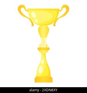 Vector Golden Trophäe Champion Cup. Meisterschaftspreis für den ersten Platz. Siegessymbol isoliert auf weißem Hintergrund. Stock Vektor