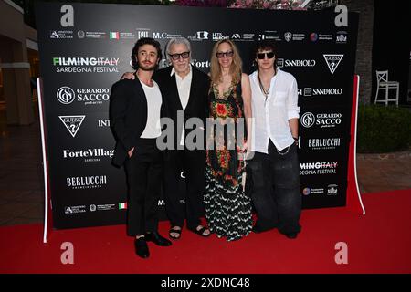 Santa Margherita di Pula, Cagliari, 7. Ausgabe des italienischen Sardinien-Festivals, Verleihung des Roten Teppichs gestern Abend. Auf dem Foto: Harvey Keitel, Daphna Kastner, Roman Keitel, Gabriel Labelle Stockfoto