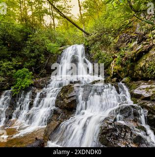 Upper Laurel Falls am Cove Mountain, Great Smoky Mountains National Park, Tennessee, USA Stockfoto