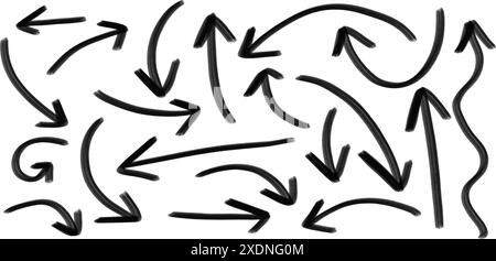 Handgezeichnete Pinselpfeile. Vektorabbildung Stock Vektor