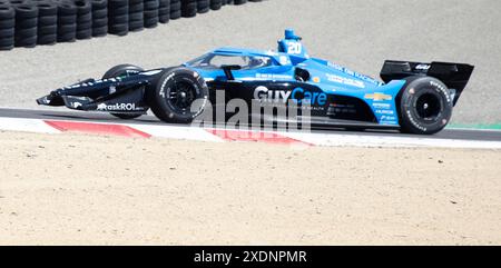 22. Juni 2024 Monterey, CA, USA Ed Carpenter Racing-Fahrer Ed Carpenter aus den Vereinigten Staaten (20), der während des Firestone Grand Prix von Monterey IndyCar Practice 2 auf dem WeatherTech Raceway Laguna Seca Monterey, CA Thurman James/CSM in Kurve 9 kam Stockfoto