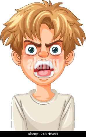Illustration eines Jungen, der Wut ausdrückt Stock Vektor
