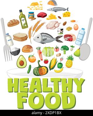 Various healthy foods arranged in a bowl Stock Vektor