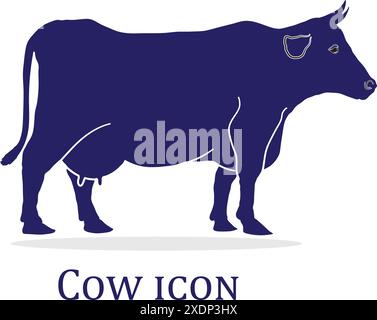 Kuh, Kuhkopf, Kuh Ganzkörper, Silhouetten Vektor Illustration für Design Stock Vektor