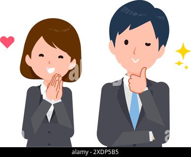 Geschäftsleute in Anzügen. Reaktionen, wenn sie glücklich sind. Stock Vektor
