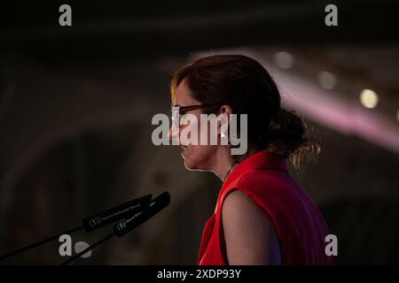 Madrid, Spanien. Juni 2024. Monica Garcia, Gesundheitsministerin der spanischen Regierung, nimmt heute Morgen an einem informativen Frühstück in Madrid Teil. Quelle: D. Canales Carvajal/Alamy Live News Stockfoto