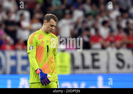 23. Juni 2024, Hessen, Frankfurt/Main: Fußball: Europameisterschaft, Schweiz - Deutschland, Vorrunde, Gruppe A, Spieltag 3, Frankfurt Arena, deutscher Torhüter Manuel neuer Foto: Federico Gambarini/dpa Stockfoto