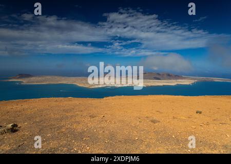 Die eindrucksvollste Aussicht auf die Insel La Graciosa, Lanzarot Stockfoto