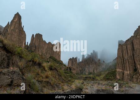 Tal der Animas in La Paz Bolivien mit seinen Felsen Stockfoto