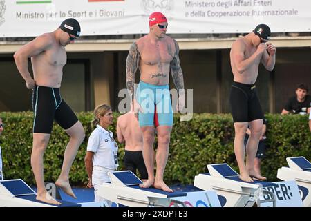 Rom, Italien. Juni 2024. Foro Italico, Roma, Italien - TORFIGER Adam 50 m Brustschlag während des Settecolli Olympic Qualifying Schwimmen Tag 2, 22. Juni 2024 (Foto: Roberto Ramaccia/SIPA USA) Credit: SIPA USA/Alamy Live News Stockfoto