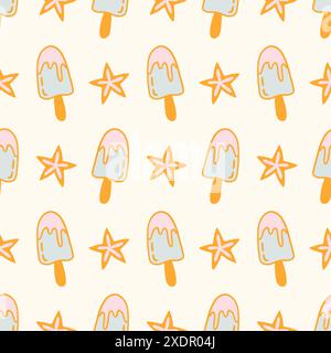 Eis-Dessert Nahtlose Muster Hintergrund Stock Vektor