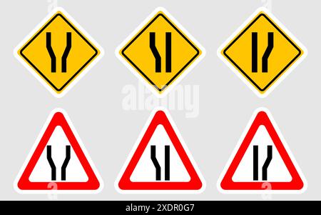 Schild „Straße weitet sich vor uns“. Vektordesign. Stock Vektor