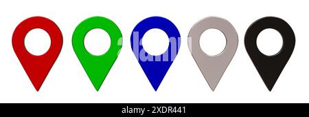 Die Positionsanzeigen der Pin-Pointer auf transparentem Bildschirm abbilden. GPS-Konzept für die Reisenavigation. 3D-Rendering Stockfoto