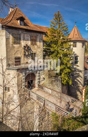 Geographie / Reise, Deutschland, Baden-Württemberg, Schloss Meersburg vom Neuen Schloss aus gesehen, ADDITIONAL-RIGHTS-CLEARANCE-INFO-NOT-AVAILABLE Stockfoto