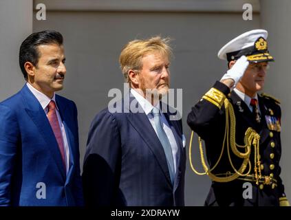 Die Haag, 15-06-2024 König Willem Alexander von den Niederlanden und HH Sjeik Tamim bin Hamad Al Thani, Emir von Katar, ZEIGEN DIE GUE OUT Credit: dpa Picture Alliance/Alamy Live News Stockfoto