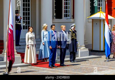 Die Haag, 15-06-2024 König Willem Alexander, Königin Maxima der Niederlande und HH Sjeik Tamim bin Hamad Al Thani, Emir von Katar und HH Sjeika Jawaher bint Hamad Al Thani ZEIGEN DIE GUE OUT Credit: dpa Picture Alliance/Alamy Live News Stockfoto