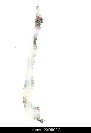 Abstrakte Karte von Chile, die das Gebiet des Landes mit einem Muster von bunten Kreisen zeigt Stock Vektor