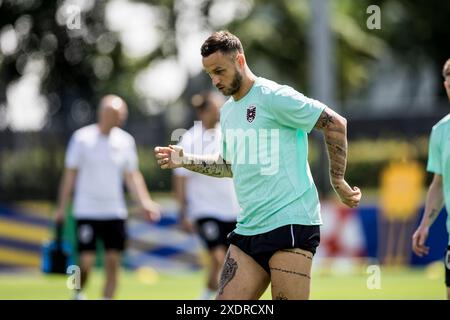 Berlin, Deutschland. Juni 2024. Marko Arnautovic aus Österreich war während eines MD-1 Trainings im Stadion auf dem Wurfplats in Berlin zu sehen. Quelle: Gonzales Photo/Alamy Live News Stockfoto