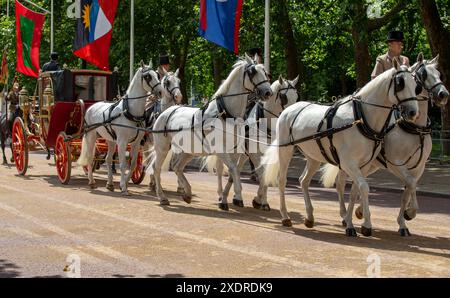 London, Großbritannien. Juni 2024. Probe für den Besuch des Kaisers von Japan morgen Credit: Richard Lincoln/Alamy Live News Stockfoto