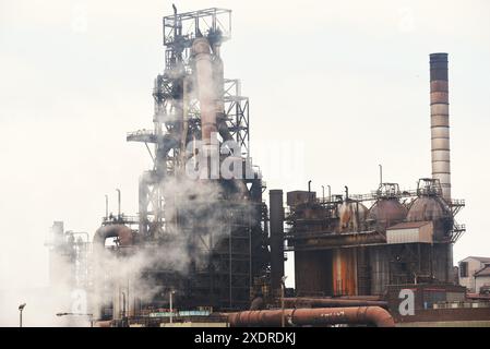 Bilder zeigen Tata Stahlwerk, Port Talbot, Südwales vor einem geplanten Streik von Arbeitern am 8. Juli stehen Tausende von Arbeitern vor Entlassung. Stockfoto