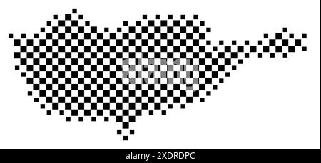 Abstrakte Karte von Zypern, die das Land mit einem Muster aus schwarz-weißen Quadraten wie einem Schachbrett zeigt Stock Vektor