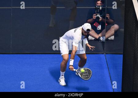 Federico Chingotto und Alejandro Galan beim Finale des BNL Italiens Major Premier Padel im Foro Italico in Rom, Italien am 23. Juli 2024 Stockfoto