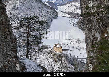 Schweiz, Zullwil, Zullwil SO, Solothurn, Gilgenberg, Gilgenberg Ruinen, Schwarzbubenland, Nunningen, Nunningen SO, Meltingen Stockfoto