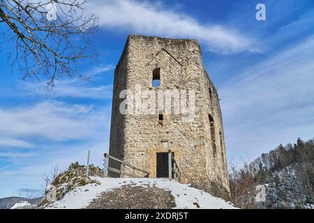 Schweiz, Zullwil, Zullwil SO, Solothurn, Gilgenberg, Gilgenberg Ruinen, Schwarzbubenland, Nunningen, Nunningen SO, Meltingen Stockfoto