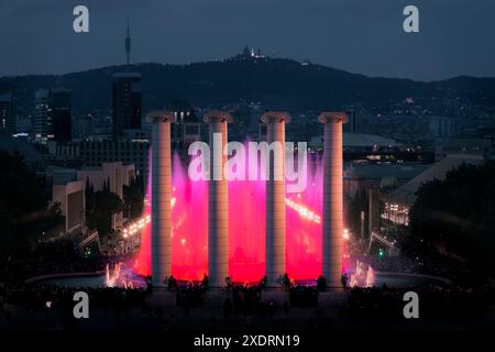 Die berühmte Montjuic Brunnen Show in Barcelona, Spanien Stockfoto