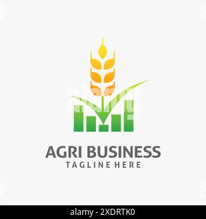 Weizen und Diagramm für Agribusiness-Logo Stock Vektor