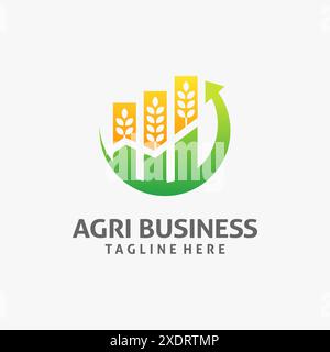 Weizen und Diagramm für Agribusiness-Logo Stock Vektor