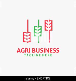 Weizen und Diagramm für Agribusiness-Logo Stock Vektor