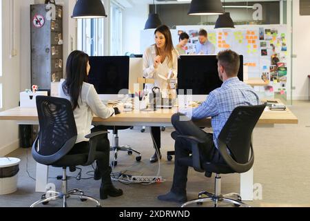 Junge Führungskräfte, die im Büro arbeiten. Werbeagentur. Stockfoto