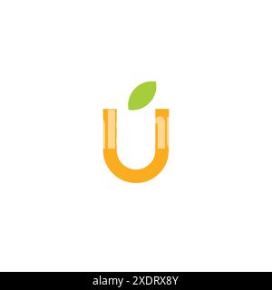 Design mit U-Blatt-Logo. U ursprünglicher Logo-Vektor Stock Vektor