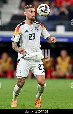 Robert Andrich (23) aus Deutschland wurde während eines Fußballspiels zwischen den Nationalmannschaften der Schweiz und Deutschlands am dritten Spieltag in Gruppe A in der Gruppenphase des UEFA Euro 2024-Turniers am Sonntag, den 23 . Juni 2024 in Frankfurt dargestellt . FOTO SPORTPIX | David Catry Stockfoto