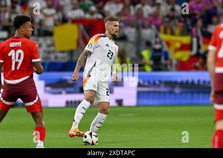Frankfurt, Deutschland. Juni 2024. Robert Andrich (23) aus Deutschland, dargestellt während eines Fußballspiels zwischen den Nationalmannschaften der Schweiz und Deutschland am dritten Spieltag in Gruppe A in der Gruppenphase des UEFA Euro 2024 Turniers, am Sonntag, den 23. Juni 2024 in Frankfurt. Quelle: Sportpix/Alamy Live News Stockfoto