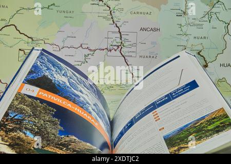 Reiseplanungskarte nach Huaraz, Callejon de Huaylas, Peru Stockfoto